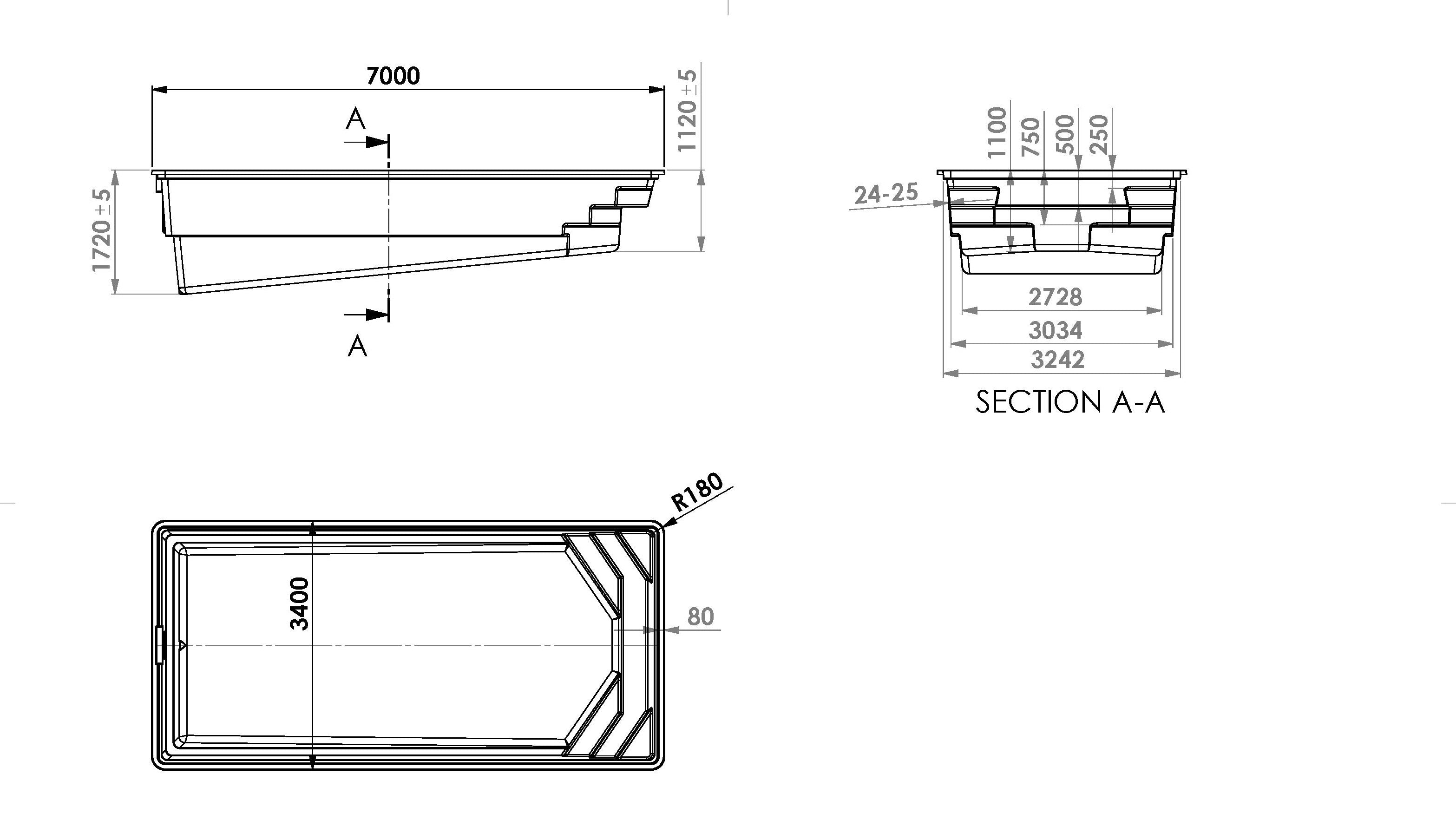 Glasfiberpool Marina (Djupdel)