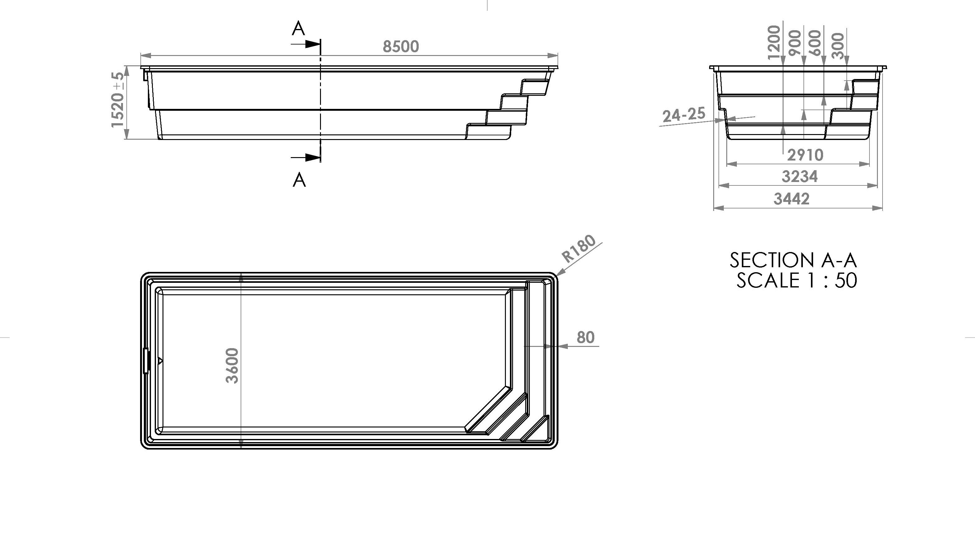 Glasfiberpool Delta Fristående