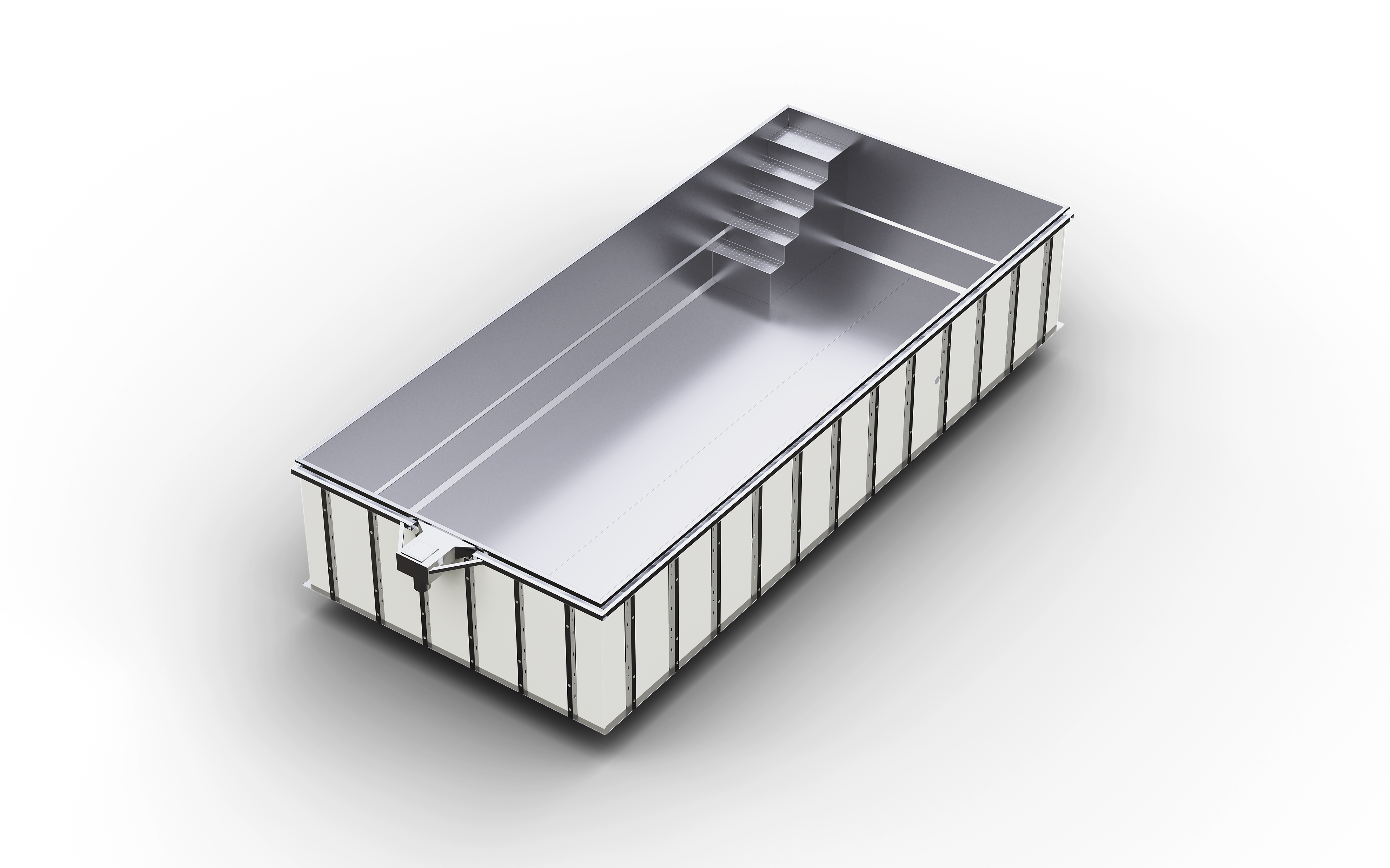 Rostfri stålpool INOXline Bräddavlopp